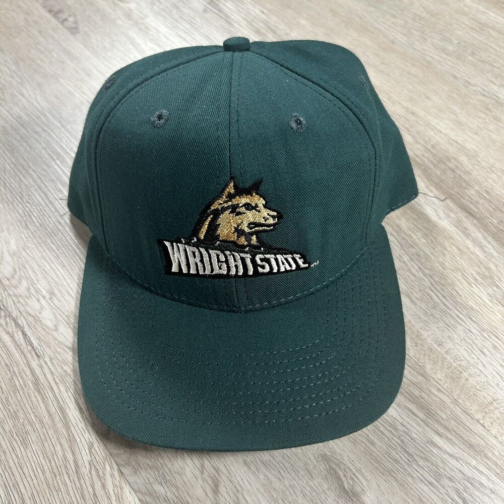 Vintage Wright State Raiders Hat‎ Snapback College Green Wool Cap Made in USA